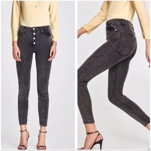 Dark Grey High Rise Suede Jeans